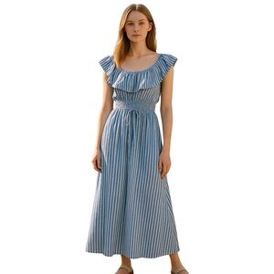 Zara Basic Stripe Off-Shoulder One-Piece Dress
Blue/white Size medium